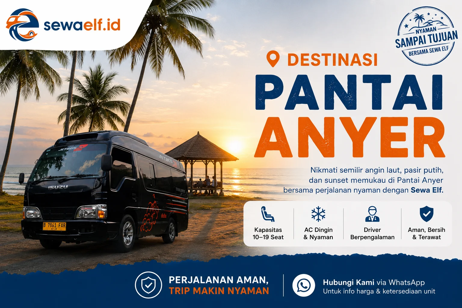 Sewa Elf untuk perjalanan ke Pantai Anyer